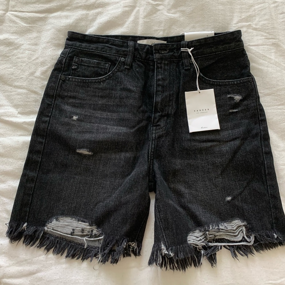 Bohme KanCan Distressed Black Denim Shorts